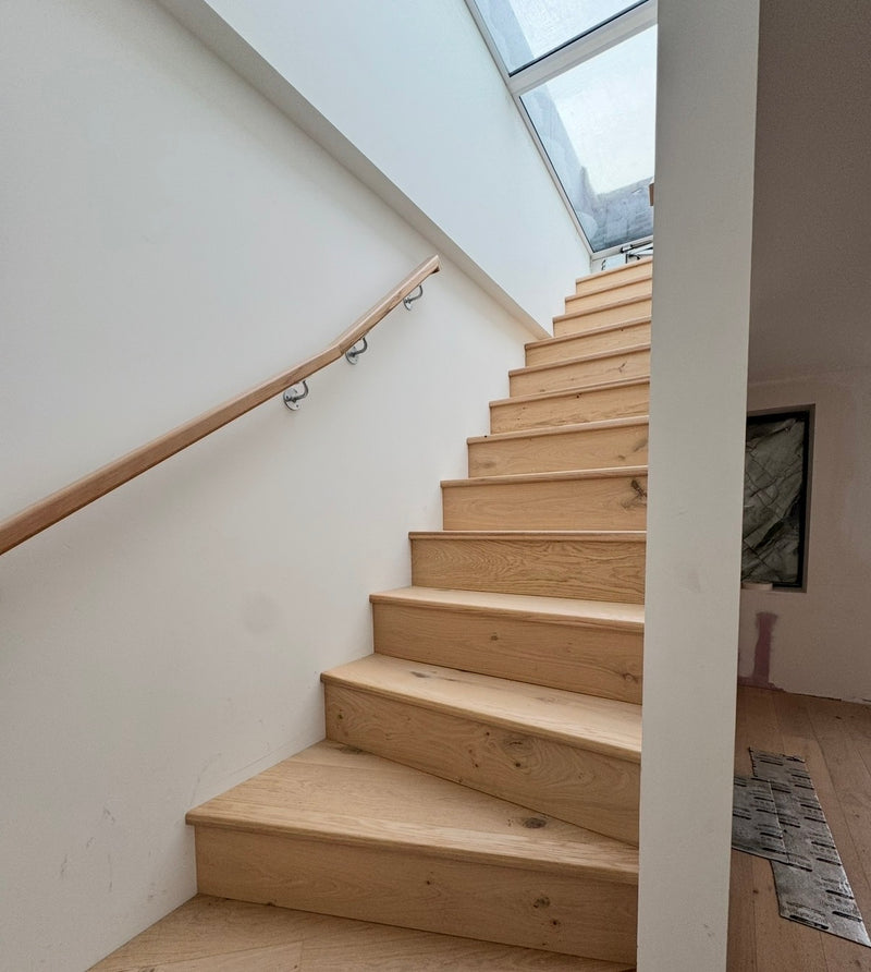 Brooks Brothers Engineered Wood - Pale Oak - fitted on staircase with colour coordinated wood nosings