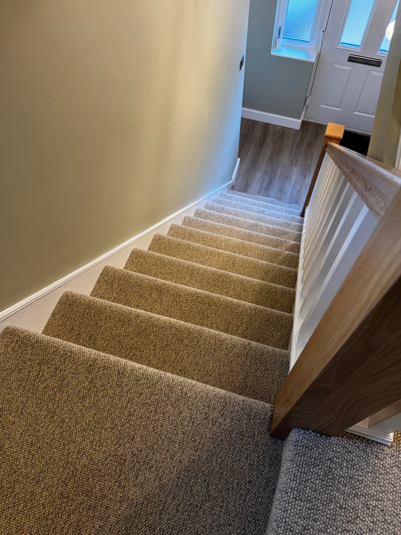 Brockway Padstow Carpet - Chamois Pebble Tweed - fitted to Stairs & Landing