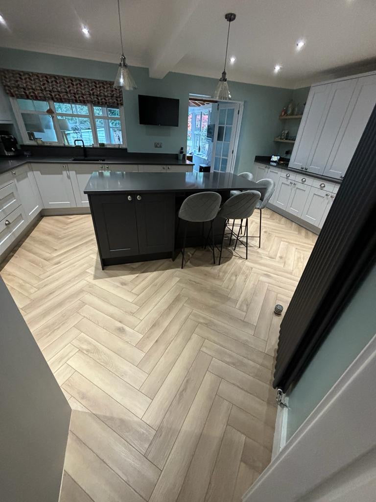 CoreTech+ Naturals Herringbone Click SPC - Meadow - fitted in Kitchen