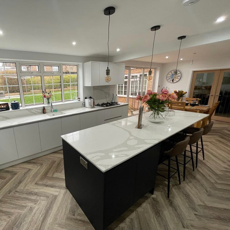 j2 Flooring Natural Timbers Herringbone - Blonde Oak - fitted in Kitchen